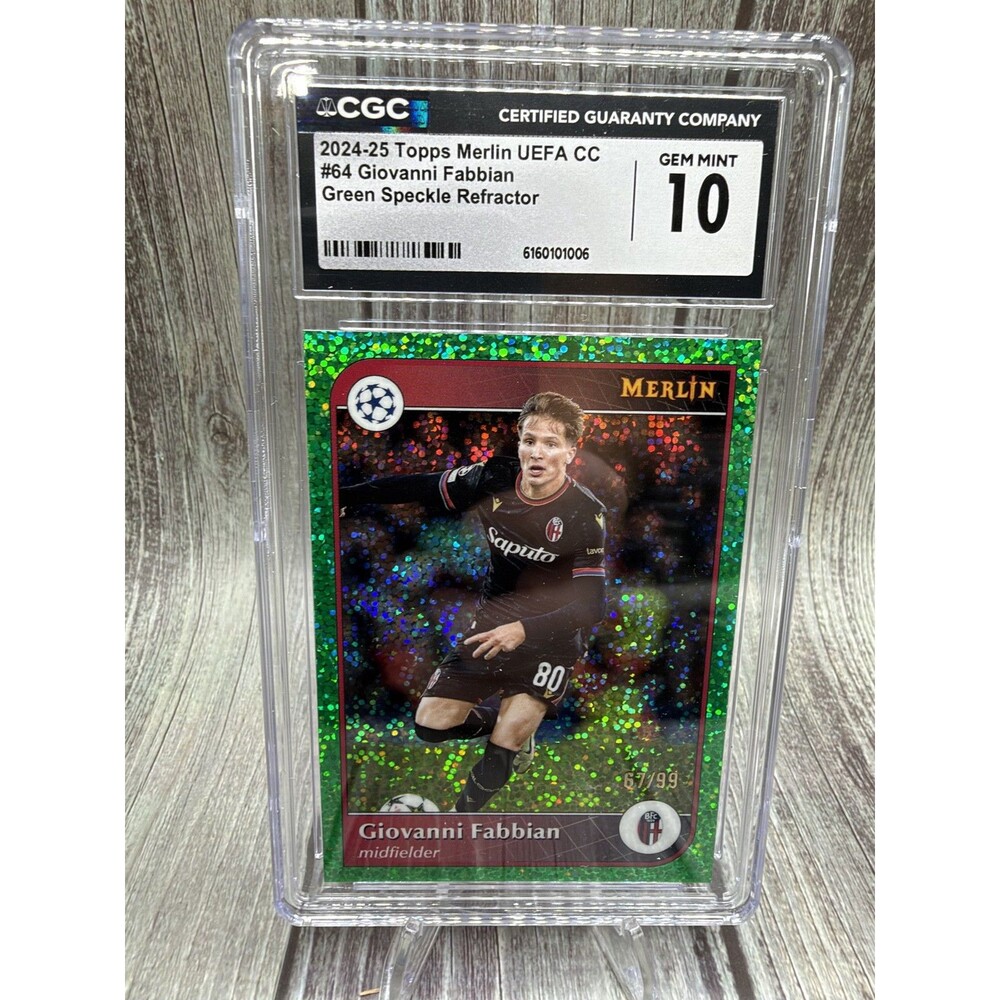 2024-25 Topps Merlin Uefa CC Giovanni Fabbian #64 Green Speckle Refractor /99